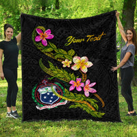 Samoa Polynesian Custom Personalised Quilt - Plumeria Tribal Black - Polynesian Pride