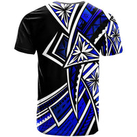 Samoa T Shirt Tribal Flower Special Pattern Blue Color - Polynesian Pride