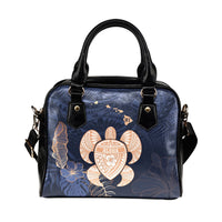 Hawaii Kakau Polynesian Aloha Turtle Map Shoulder Handbag - Indigo One Size Blue - Polynesian Pride