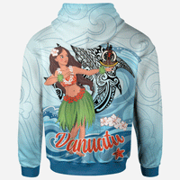 Vanuatu Zip Hoodie Polynesian Girls With Shark - Polynesian Pride