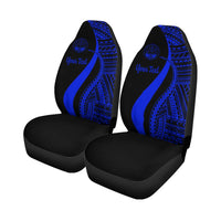 Marshall Islands Custom Personalised Car Seat Covers - Blue Polynesian Tentacle Tribal Pattern Crest - Polynesian Pride