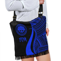 Federated States of Micronesia Boho Handbag - Blue Polynesian Tentacle Tribal Pattern - Polynesian Pride