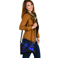 Marshall Islands Custom Personalised Shoulder Handbag - Blue Polynesian Tentacle Tribal Pattern - Polynesian Pride