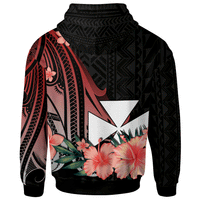 Wallis and Futuna Custom Hoodie Red Polynesian Hibiscus Pattern Style - Polynesian Pride