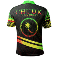 Chuuk State Polo Shirt In My Heart Style Reggae Polynesian Patterns - Polynesian Pride