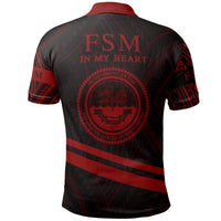 Federated States of Micronesia Polo Shirt In My Heart Style Red Polynesian Patterns - Polynesian Pride