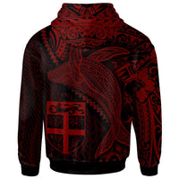 Fiji Hoodie Humpback Whale & Coat of Arms Red - Polynesian Pride