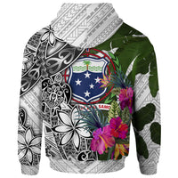 Samoa Hoodie White Turtle Plumeria Banana Leaf - Polynesian Pride