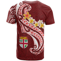 Fiji Custom T Shirt Fijian Seal Polynesian Patterns Plumeria (Red) - Polynesian Pride
