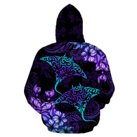 Beautiful Ray Hibiscus Polynesian Hoodie (Zip up) AH - Polynesian Pride