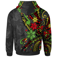 Kosrae Hoodie Tribal Flower With Special Turtles - Polynesian Pride
