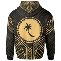 Chuuk State Zip Hoodie Chuuk State Seal Gold Tribal Patterns - Polynesian Pride