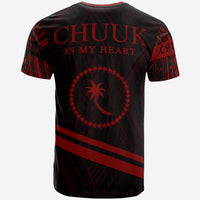 Chuuk State T Shirt In My Heart Style Red Polynesian Patterns - Polynesian Pride