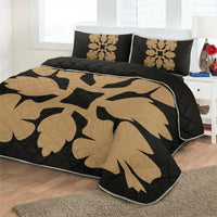 Hawaiian Royal Pattern Quilt Bed Set - Black And Gold - C1 Style - AH - Polynesian Pride