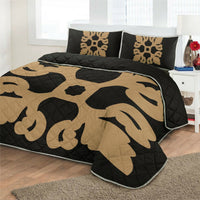 Hawaiian Royal Pattern Quilt Bed Set - Black And Gold - M1 Style - AH - Polynesian Pride