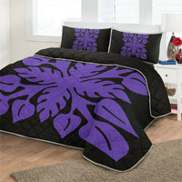 Hawaiian Royal Pattern Quilt Bed Set - Black And Purple - M2 Style - AH - Polynesian Pride