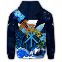 Kanaka Hammerhead Sharks Polynesian Hibiscus Hoodie Bloom - Polynesian Pride