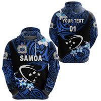 Custom Manu Samoa Rugby Hoodie Unique Vibes Blue, Custom Text and Number Unisex Blue - Polynesian Pride