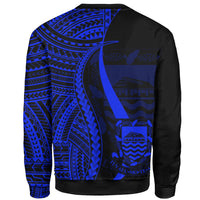 Tuvalu Custom Personalised Sweatshirt - Blue Polynesian Tentacle Tribal Pattern - Polynesian Pride