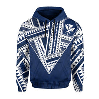 Hawaii Hoodie Football Jersey Style Blue and White - Polynesian Pride