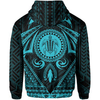 Polynesian Kakau Kanaka Turtle Map Hawaii Zip Hoodie Circle Style Blue - Polynesian Pride