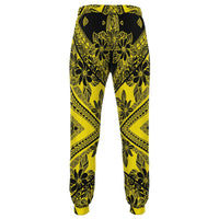 Polynesian Plumeria Mix Yellow Black Joggers - Polynesian Pride