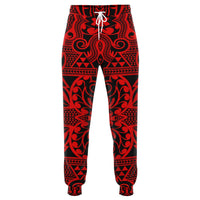 Polynesian Kakau Turtle Red Joggers Unisex Red - Polynesian Pride