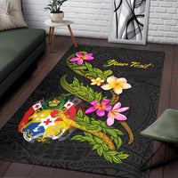 Tonga Polynesian Custom Personalised Area Rug - Plumeria Tribal - Polynesian Pride