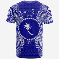 Chuuk T Shirt Chuuk FLag Map Polynesian Tattoo Blue - Polynesian Pride