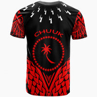 Chuuk Custom T Shirt Thunder Bolt Seamless Pattern Red - Polynesian Pride