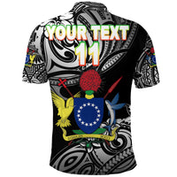 Custom Cook Islands Rugby Polo Shirt Unique Vibes Coat Of Arms Black, Custom Text and Number - Polynesian Pride