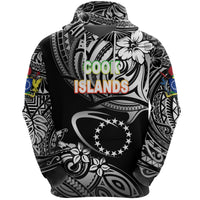Custom Cook Islands Rugby Hoodie Unique Vibes Black, Custom Text and Number Unisex Black - Polynesian Pride