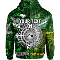 Custom New Zealand Cook Islands Zip Hoodie Maori and Polynesian Together Green, Custom Text and Number LT8 - Polynesian Pride
