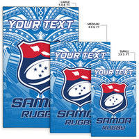 (Custom Personalised) Samoa Rugby Toa Samoa Blue Style Area Rug - LT2 - Polynesian Pride