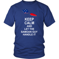 Samoa T Shirt Samoan Flag Keep Calm, Let Samoan Guy Handle It Unisex Royal Blue - Polynesian Pride