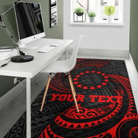 Cook Islands Polynesian Custom Personalised Area Rug - Red Tribal Wave - Polynesian Pride
