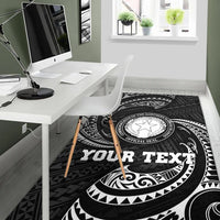 Northern Mariana Islands Polynesian Custom Personalised Area Rug - White Tribal Wave - Polynesian Pride