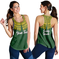 (Custom Personalised) Society Islands Pride Women Tank Top - LT12 Green - Polynesian Pride