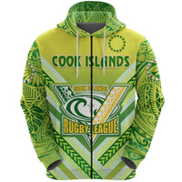 (Custom Text and Number) Cook Islands Rugby Zip Hoodie Creative Style - Polynesian Pride