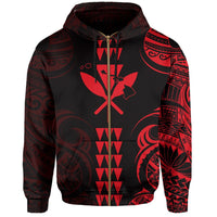 Kanaka Map Polynesian Kakau Hoodie (Zip up) Red - Polynesian Pride