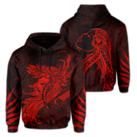 Polynesian Tropic Hula Girl Hibiscus Hawaii Hoodie Red Unisex Red - Polynesian Pride