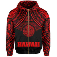 Polynesian Volleyball Hawaii Zip Hoodie Red - Polynesian Pride