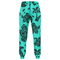 Polynesian Turtle Palm And Sea Pebbles Turquoise Joggers - Polynesian Pride