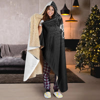 Marshall Islands Polynesian Custom Personalised Hooded Blanket - Coat Of Arm With Hibiscus White - Polynesian Pride