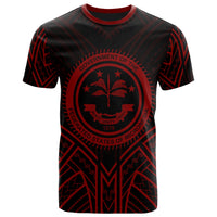 Federated States of Micronesia T Shirt FSM Seal Tribal Red Color Patterns Unisex Black - Polynesian Pride
