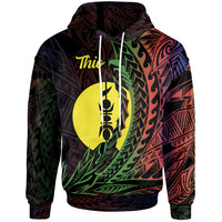 New Caledonia Hoodie Thio Wings Style Flag Color Unisex Black - Polynesian Pride