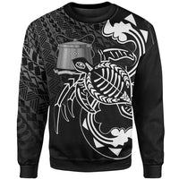 Tokelau Sweatshirt - Turtle With Polynesian Waves Unisex Black - Polynesian Pride