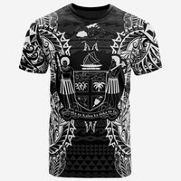 Fiji T Shirt Fijian Coat of Arms Map Polynesian Tattoo Black Unisex Black - Polynesian Pride
