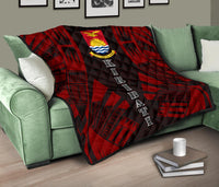 Kiribati Premium Quilt - Kiribati Coat Of Arms Polynesian Red Tattoo - Polynesian Pride