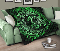 Hawaiian Turtle Polynesian Green Premium Quilt - Polynesian Pride